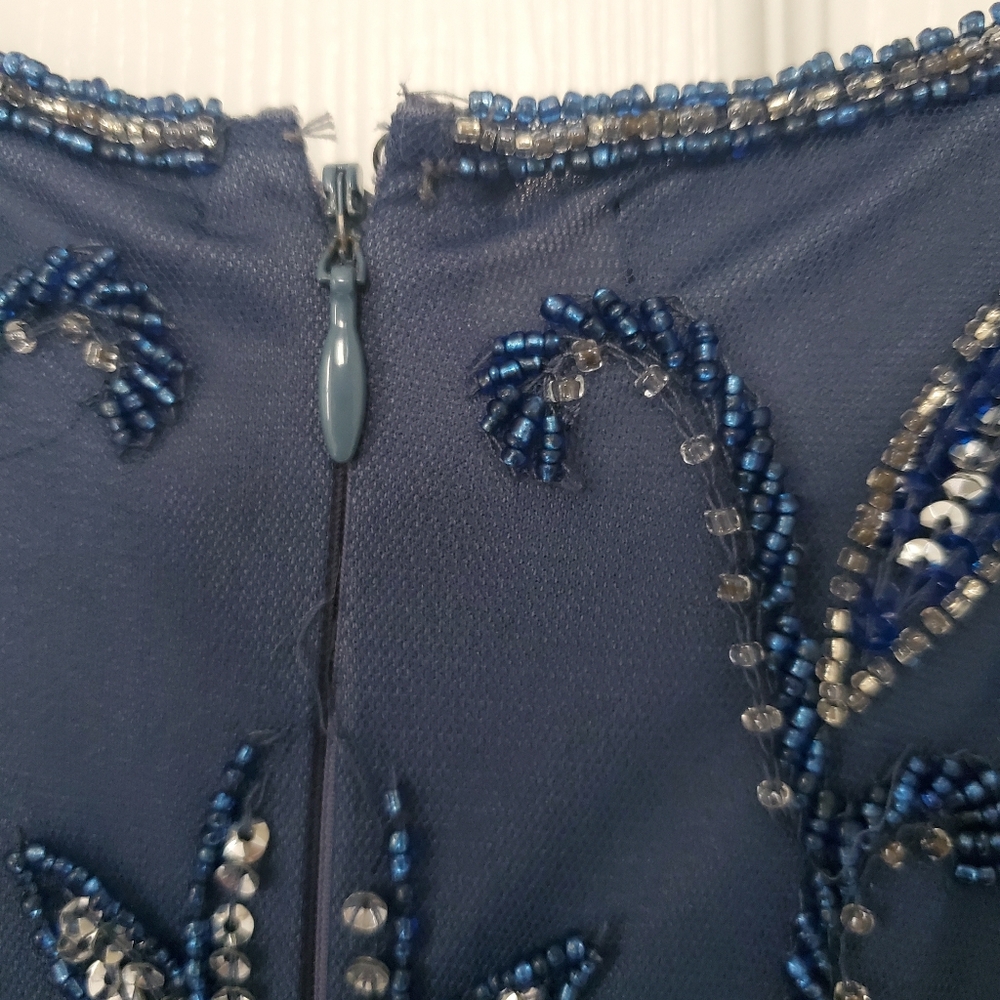 Pisarro Nights Blue Beaded Midi Dress - Picture 4 of 11